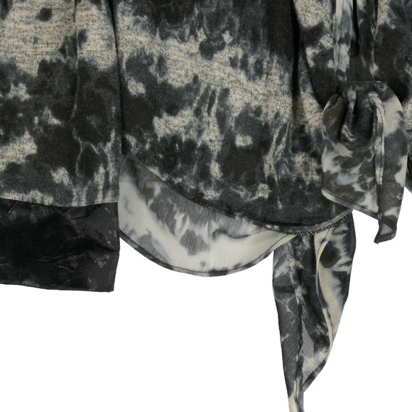 Alberto Makali Gray Cardigan Sweater Women Large Shiny Collar Sheer Knit Chic - Picture 5 of 11